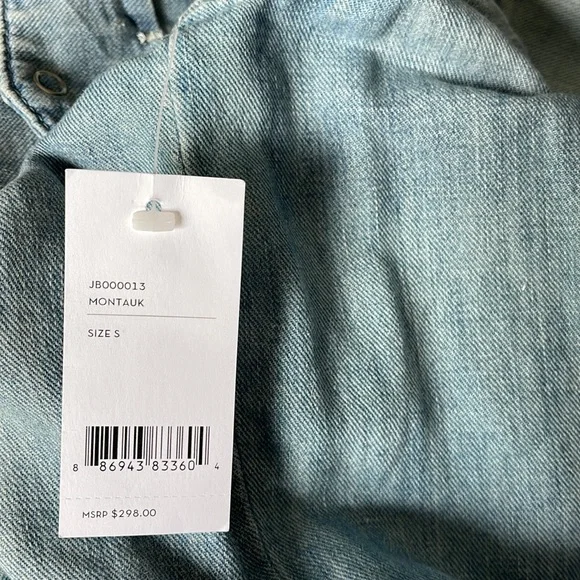 J. Brand Kayla Denim Jumper Romper in Montauk Wash Linen Blend Size Small NWT - Picture 8 of 9